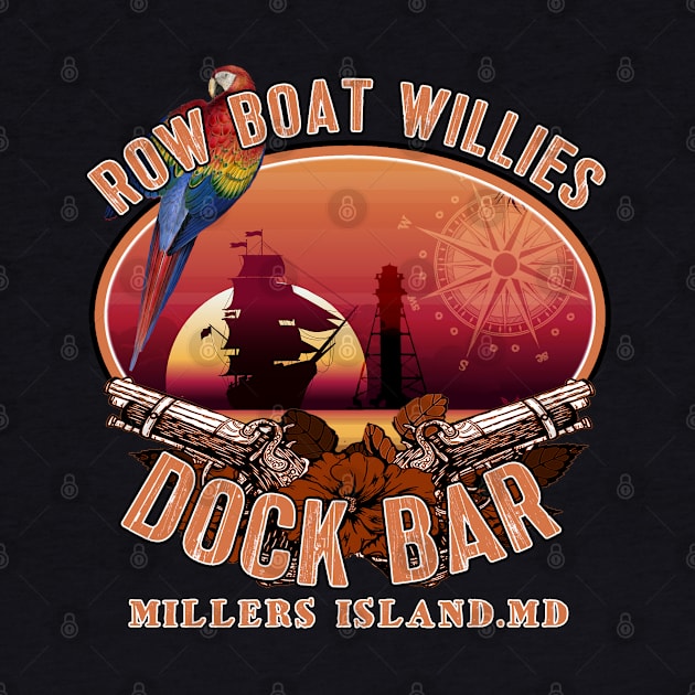 Row Boat Willies Dock Bar Millers Island Maryland by Joaddo